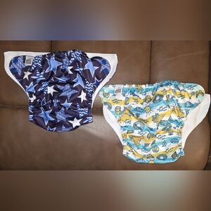 2 Mama Koala Themed Diaper Covers -- EUC -- Stars & Beach -- No Inserts